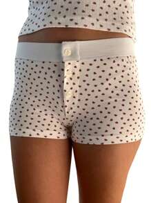 Womens Button Front Lounge Shorts Casual Floral/Stripes Print Low Waist Slim Fit Shorts Going Out Shorts