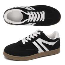 VEDAXIN Women's Modern Casual Sporty Shoes - Colorblock Patchwork Upper, German Training Sneakers, Versatile Chunky Runner, Perfect For Everyday Wear - 黑色 - 查看 6