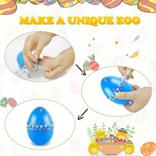 Fillable Easter Eggs,12Pcs Easter Eggs With 5 Gem Stickers, DIY Easter Eggs Decorating Kit Empty Plastic Easter Eggs - Easter Egg Hunts Random Bright Colours - Easter Basket Stuffers Fillers