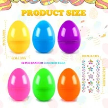 Fillable Easter Eggs,12Pcs Easter Eggs With 5 Gem Stickers, DIY Easter Eggs Decorating Kit Empty Plastic Easter Eggs - Easter Egg Hunts Random Bright Colours - Easter Basket Stuffers Fillers
