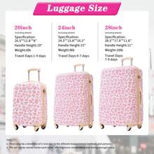 MERAX Hardshell Luggage Sets 3 Pcs Spinner Suitcase With TSA Lock Lightweight-20"+24"+28" Luggages - Pink Leopard - 查看 3