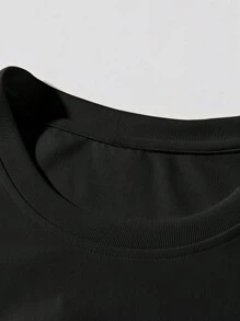 Men's Casual Letter & Graphic Short Sleeve T-Shirt, Loose Fit Breathable Stylish American Fashion, Spring/Summer - Black - View 6
