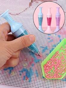 1 set Diamond Art Painting Brushes Kit, kleurrijke vaasvormige Diamond Painting pennen, Diamond Picking Tray, DIY Craft Cross Stitch Tools, mozaïek Cross Stitch Diamond Painting accessoires, Cross Stitch Embroidery Tools, ingebedde decoratieve Diamond Storage Container, geen stroom nodig, kunststof materiaal