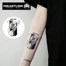INKARTLINK Revolutionary Technology Tattoos - Semi-Permanent Tattoos, Skull, Scythe Designs, Temporary Tattoos, Waterproof, Authentic Tattoo Look, Niche Design Tattoos, Fruit, Plants - Black - View 2