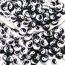 50pcs 7mm/25pcs 11mm Black & White Acrylic Yin Yang Pattern Spacer Beads, For Decoration, DIY Bracelets, Necklaces, Earrings Accessories