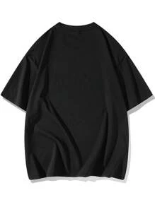 Men's Casual Letter & Graphic Short Sleeve T-Shirt, Loose Fit Breathable Stylish American Fashion, Spring/Summer - Black - View 3
