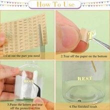 12个迷你字母数字树脂贴纸 - 自粘式，闪光金银，4.5毫米/3毫米 - 非常适合DIY环氧树脂浇铸、剪贴簿和装饰 - 彩色 - 查看 8