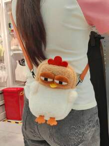 Cute Giggle Chicken Plush Diagonal Cross Bag Cute Small Storage Bag Phone Bag Personalized Coin Purse Cartoon Doll Shoulder Bag Ball Party Tissue Lipstick Storage Bag Birthday Gift, Perfectly Matching With Fall Outfits Women