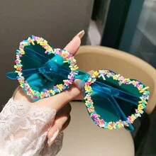 1 Peça Óculos de Moda de Impressão Gradiente Colorido, Padrão Abstrato em Forma de V, Estilo de Rua Casual Fofo, Lente de PC para Praia, Viagem, Uso em Todas as Estações para Férias na Praia, Ao Ar Livre, Viagem