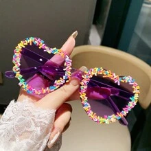 1 Peça Óculos de Moda de Impressão Gradiente Colorido, Padrão Abstrato em Forma de V, Estilo de Rua Casual Fofo, Lente de PC para Praia, Viagem, Uso em Todas as Estações para Férias na Praia, Ao Ar Livre, Viagem