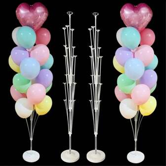 2 juegos de soportes para globos con base, soporte flotante de mesa para globos, soporte de columna para globos, soporte de árbol de globos, adecuados para decoración de bodas, Navidad, Acción de Gracias, Año Nuevo, fiestas de cumpleaños, ceremonias de graduación, suministros de decoración para fiestas.