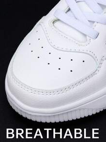 1 双新款童鞋，儿童白鞋，男童白色舒适鞋，女童小白运动鞋，学生鞋，男童黑色钩环 PU 皮鞋，学校派对休闲白鞋 - 白色 - 查看 7