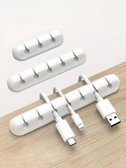 1/3pcs 3/5/7 Slot New Cable Organizer Clips, Available In Black And White, Excellent Cable Clips For Earphones, Chargers, Mouses, Simple Multifunctional Adhesive Cable Clips, Cable Management For Office Desk, Car, Home And Office (7/5/3 Slots)