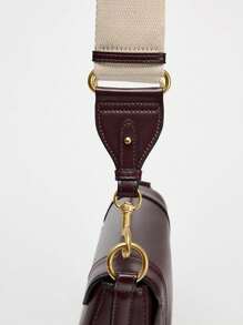 2025新款时尚安哥拉红马鞍图案女士单肩包，设计师款小翻盖手提包，奢华PU皮革宽肩带斜挎包