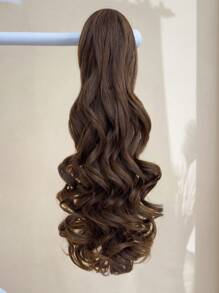 20-22 Zoll Lange, Gewellte Pferdeschwanz-haarverlängerung, Synthetische, Hitzebeständige, Lockige, Gewellte Pferdeschwanz-haarteile Für Frauen, Braun