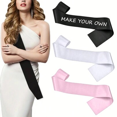 Elegant White Satin Sashes - Blank, Customizable For Pageants, Graduations & Weddings Birthday Party - DIY Party Accessories