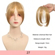 1 件女士优雅自然黑色和深棕色夹式刘海，松散卷曲高温合成假发，蓬松侧刘海，适合派对和日常外出，派对发饰 | 侧刘海片 | 自然造型假发 - 黑色 - 查看 8