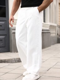 Men's Casual Pockets Wide Leg Loose Fit Pants, Fall