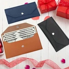 1 件纯色男士和女士 PU 皮革钞票钱包套信封夹硬币方便中包女士钱包钱包长款钱包