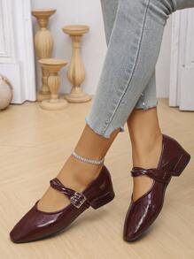 Women's Ballet-Inspired Square Toe Flat Shoes, Minimalist Retro Mary Jane Flats