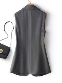 Striped Print Button Front Vest, Casual Lapel Collar Sleeveless Vest For Spring & Summer, Women's Clothing - Dark Grey - View 2