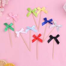 12/36 件丝带蝴蝶结纸杯蛋糕装饰、蝴蝶结纸杯蛋糕糕点装饰、生日派对用品、纸杯蛋糕装饰、婚礼蛋糕装饰、派对蛋糕装饰 - 彩色 - 查看 5