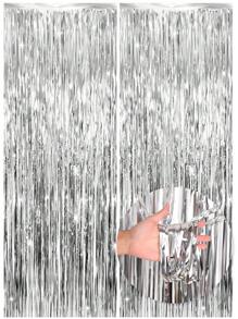 2 Stücke - 1*2m Metallic Folien Fransen Vorhang, Hintergrund Schimmer Quasten Vorhang für Hintergrundwand, Schwarz, Weiß, Gold, Silber, Rot, Pink, Grün, Roségold, Lila, Blau Quaste Vorhang geeignet für Neujahr, Geburtstag, Valentinstag, Hochzeit, Verlobung, Party Hintergrund, Abschluss, Halloween, Junggesellinnenabschied, Jubiläumsdekoration, Erwachsene Satin transparenter Vorhang