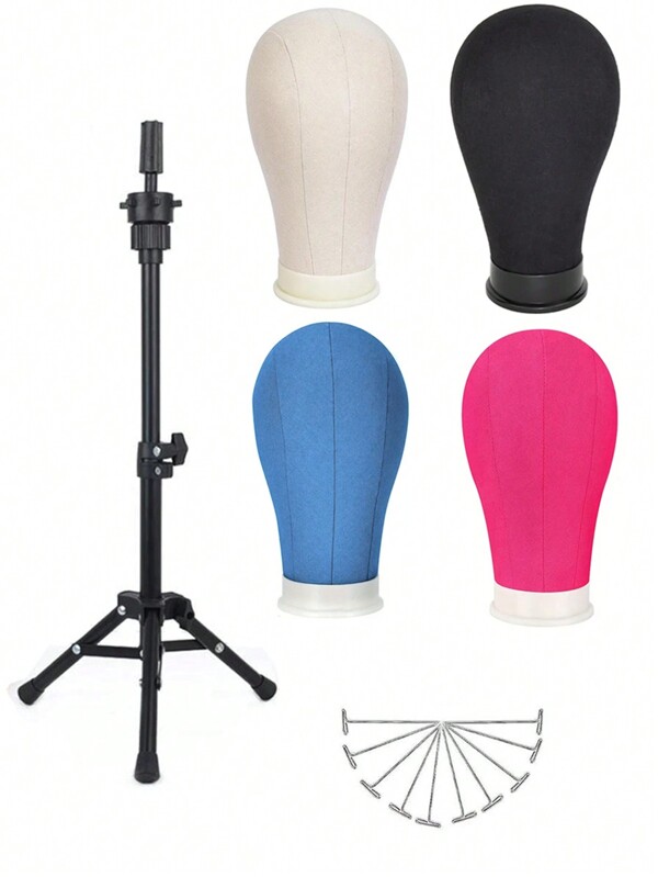 22 Inch Wig Mannequin Head With Wig Stand, Mannequin Canvas Head For Wig Making Display