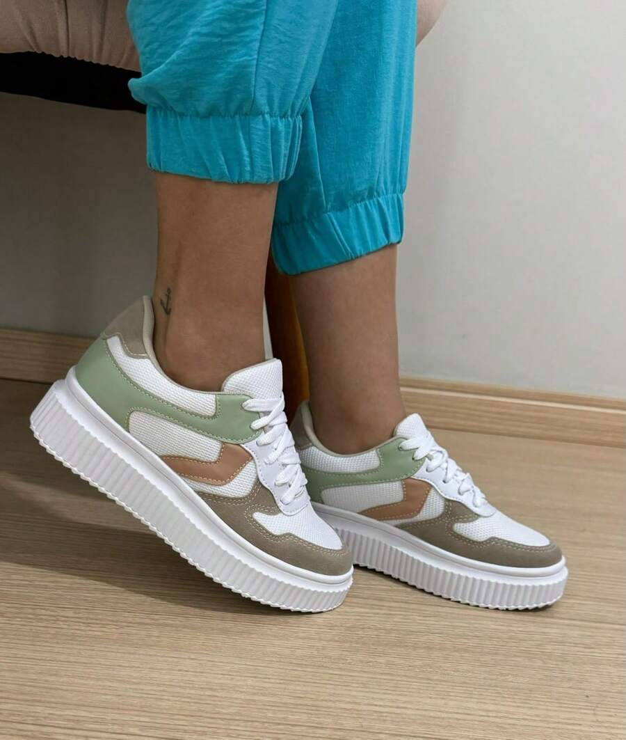 Women's Casual Sports Shoes Ideal For Gym Walking Comfortable Promotion Black And White Sneaker - Màu be - Xem 1