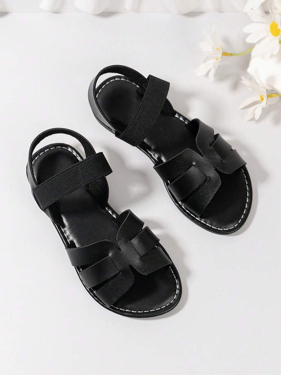 Un paio di sandali preferiti dai bambini, nuovi sandali per bambini 2025, moda, stile scolastico, suola morbida, sandali comodi, sandali con motivo sulla parte frontale che piacciono ai bambini e alle bambine - nero - Visualizzare 1