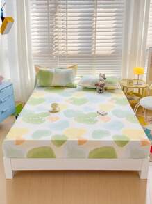 3 件套亲肤印花床上用品套装，含 1 件床笠 + 2 件枕套，360 度环绕，不含荧光增白剂，透气、吸湿排汗，质地柔软细腻，可水洗，抗菌保暖，适用于卧室、酒店 - 幸運心 - 查看 2