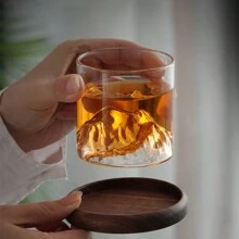 4 pièces Tasse à whisky inspirée de la montagne, en verre borosilicaté transparent durable et facile à nettoyer, sans assemblage requis