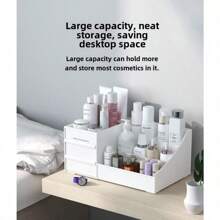 Large Capacity & Multi-Layer Drawer Vanity Case Dormitory Finishing Plastic Shelf Cosmetics Skin Care Dresser Desktop Storage Box - 北歐粉 - 查看 7