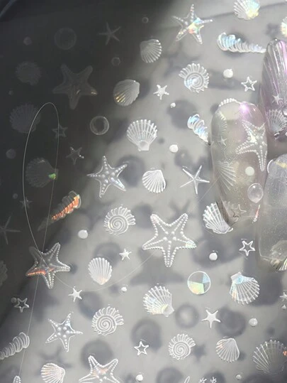 Pegatinas de uñas 5D, calcomanías para uñas con conchas, pegatinas de uñas 5D de poca transparencia con adhesivo, accesorios para uñas, calcomanías de uñas de medusa de nebulosa, decoraciones de uñas con tulipanes soñadores, lonchas de nácar 5D asimétricas, piedras de concha, lentejuelas de uñas 5D, dijes de uñas con conchas asimétricas, lentejuelas de cola de sirena, moldes de resina para decoración de uñas