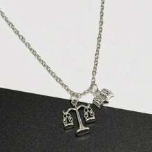 1 pieza Collar con péndulo con balanza de justicia, libro, para abogado, graduado en derecho, trabajador judicial - Plateado - Ver 3