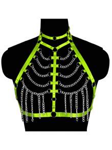 Women Sexy Elastic Body Harness Lingerie Hollow Out Cupless Cage Bra - A - View 10