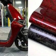 1 pieza Pegatina de vinilo rojo láser para coche, fácil de cortar y aplicar, decoración de coche, película de envoltura de fibra de carbono de colores múltiples disponible - Unitalla - Ver 4
