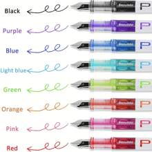 A Set Of 8 Disposable Fine Tipped Fountain Pens, In Various Colors, With Smooth Writing And Visible Ink Supply - Made Of Plastic Material And EF Tip