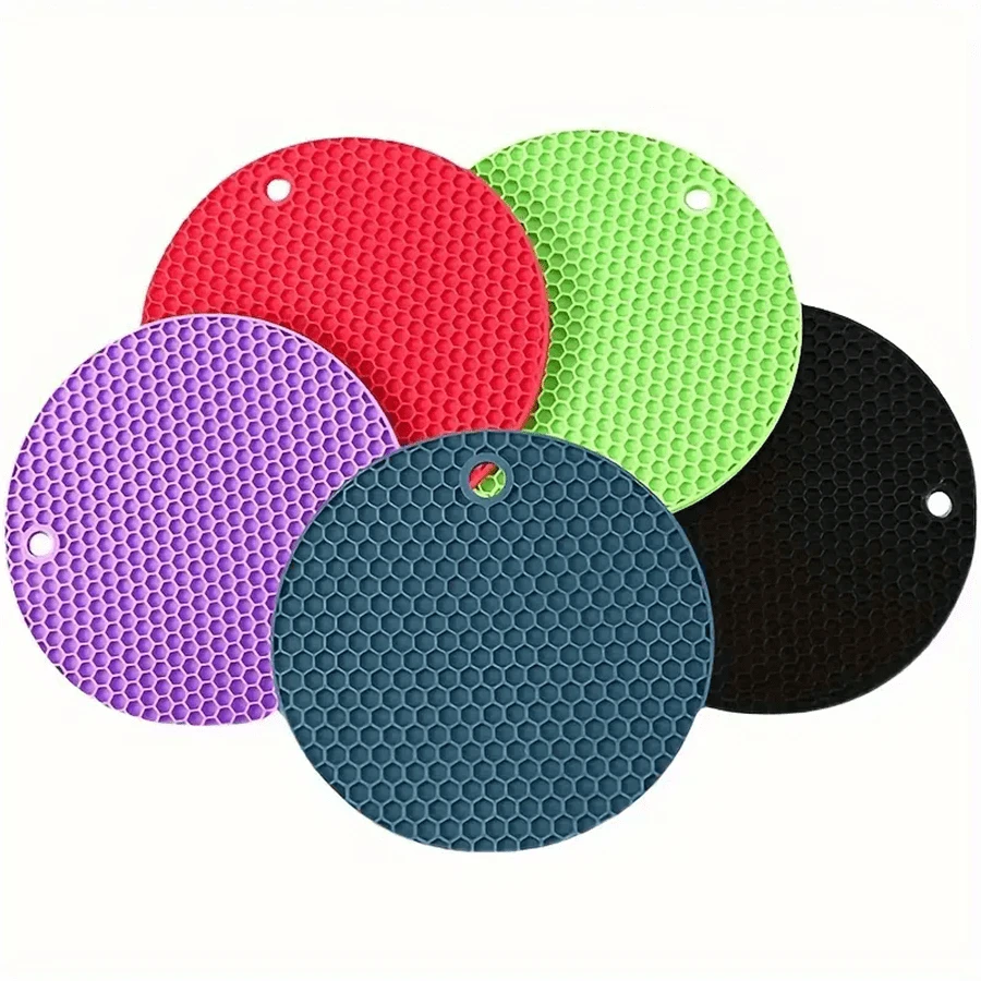 5pcs/Set Random Color Silicone Pads, Anti-Slip Heat Resistant Mat For Hot Dishes, Pans And Grills - Multifunctional Kitchen Accessories - Multicolor - View 1