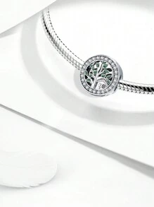 1 pièce Charme de pendentif en argent sterling 925 à quatre feuilles de trèfle de l'arbre de vie. Convient pour les bracelets, bijoux pour femmes, la Saint-Valentin.