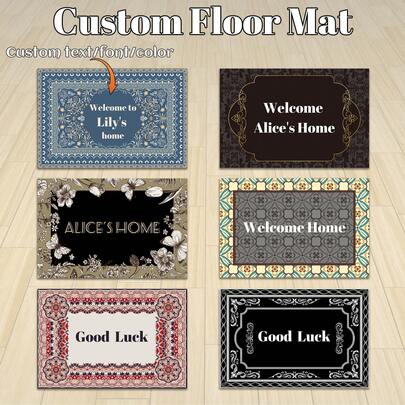 1 Peça de Tapete Personalizado, 40x60cm/16x24" PVC, Suporta Personalização de Texto/Fonte/Cor, Adequado para Quartos, Salas de Estar, Banheiros, Garagens, Entradas, Corredores, Ninhos de Animais de Estimação, Etc., Itens Domésticos Personalizados Muito Populares e Ótimos Presentes para Feriados, Decoração Forte e Fácil de Limpar para Casa e Banheiro, Decoração de Outono, Volta às Aulas