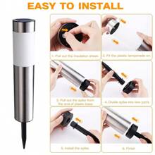 不锈钢太阳能 LED 圆柱灯防水户外小夜灯适用于庭院草坪景观庭院花园白天自动充电晚上关闭银色外壳 - 銀色殼子 - 查看 4