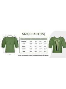 Women's Spring Autumn Knit Sweaters Half Sleeve O Neck Solid Color Bow Decor Casual Knitwear - Black - View 3