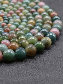 20 sztuk/opakowanie 6mm/8mm/10mm Naturalne białe kwarcowe i indyjskie agatowe okrągłe koraliki, półfabrykaty luźne koraliki do tworzenia biżuterii DIY Bransoletki Naszyjniki