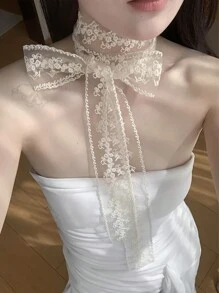 1 件复古哥特式蕾丝蝴蝶结吊坠项链，双层蝴蝶颈链，女士 - 蕾絲 - 查看 1