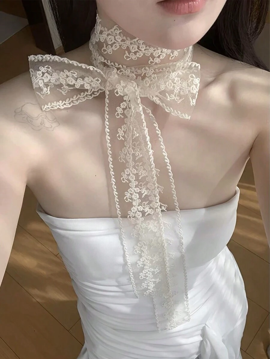 1 件复古哥特式蕾丝蝴蝶结吊坠项链，双层蝴蝶颈链，女士 - 蕾絲 - 查看 1