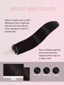 Micro Loop Hair Extensions Premium Human Hair Nature Color 12-22inch Straight Invisible Real Human Hair 50pcs Micro Loop Hair Extensions - S1B - View 8