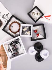 10件PE膜防氧化透明珠宝展示盒，防氧化珠宝盒，防尘珠宝悬挂收纳盒，防氧化小巧精致珠子展示盒，多功能便携式珠宝收纳盒，商务旅行适用，3D相册浮动相框，用于吊坠、项链、手链、戒指、硬币、耳环、别针、收纳盒、防氧化珠子宝盒，PE膜浮动3D浮动展示盒返校