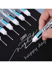 3pcs White Permanent Marker Pens - Quick Drying, Waterproof And Non-Fading, Suitable For DIY, Glass, Faux Leather, Wood, Metal Painting - Perfect For Valentine's Day, Party Crafts