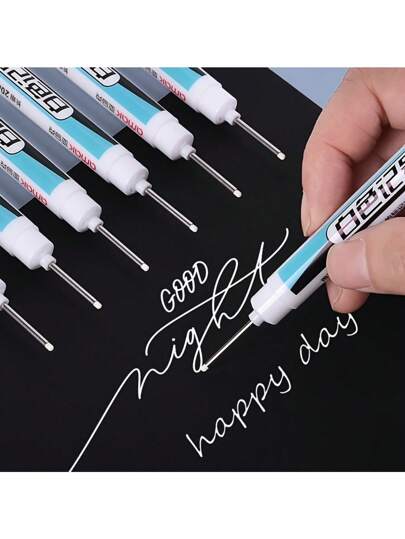 3pcs White Permanent Marker Pens - Quick Drying, Waterproof And Non-Fading, Suitable For DIY, Glass, Faux Leather, Wood, Metal Painting - Perfect For Valentine's Day, Party Crafts